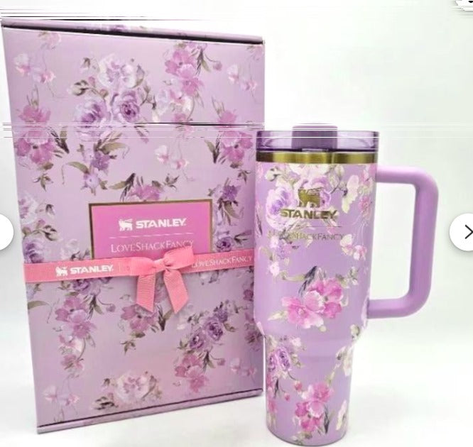 Stanley x LoveShackFancy Quencher H2.0 FlowState Tumbler – Happy Thoughts Rosa Beaux Purple 40 oz