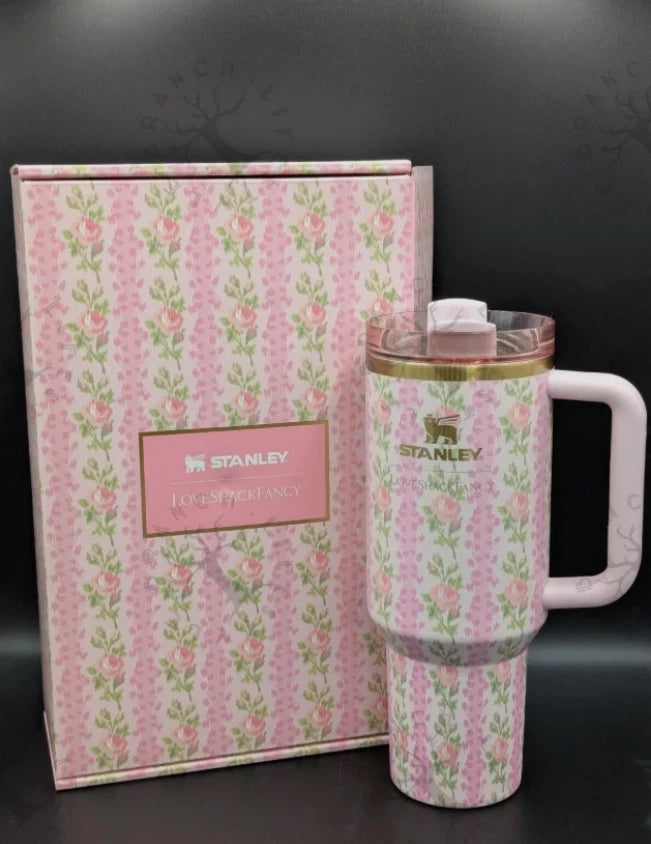 Stanley x LoveShackFancy 40 Oz Quencher Tumbler Blooming Heirloom Editionvv