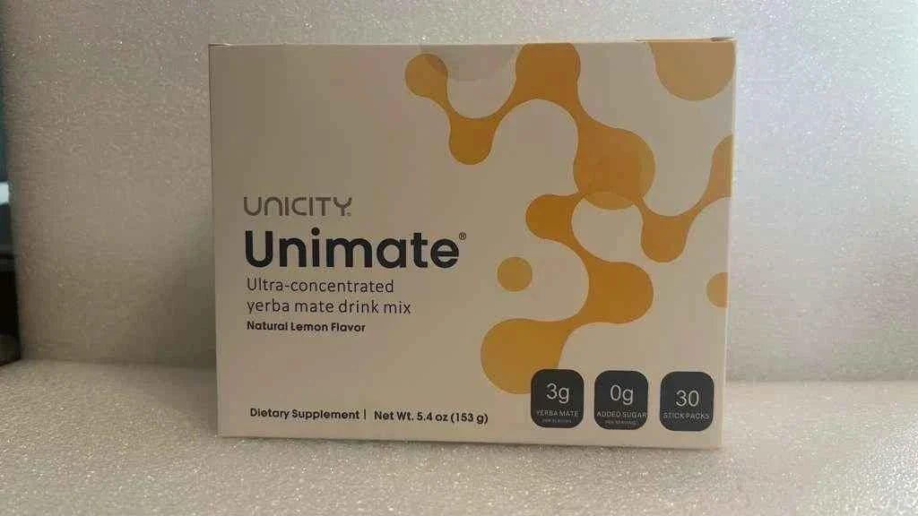 Unicity Unimate Yerba Mate Drink Mix Natural Lemon Flavor 30 Stick Packs 5.4 oz Dietary Supplement